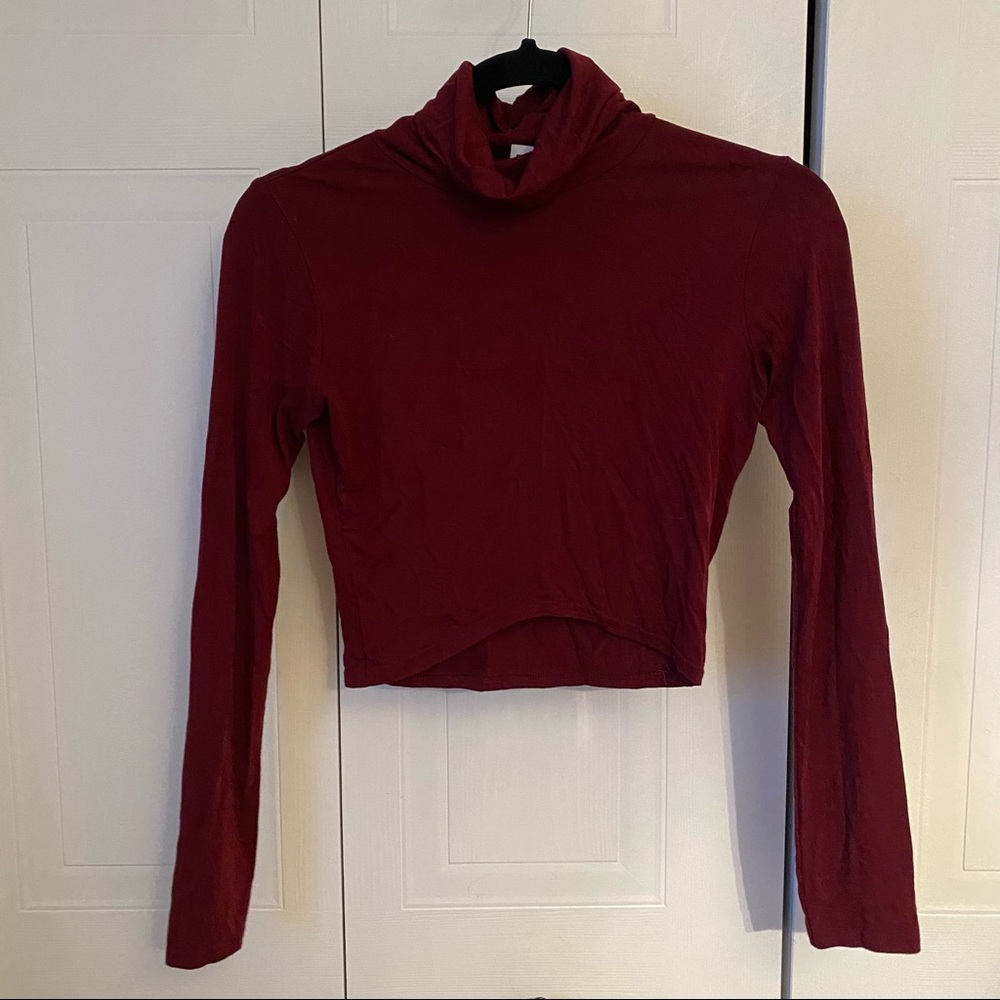 Cropped burgundy turtleneck